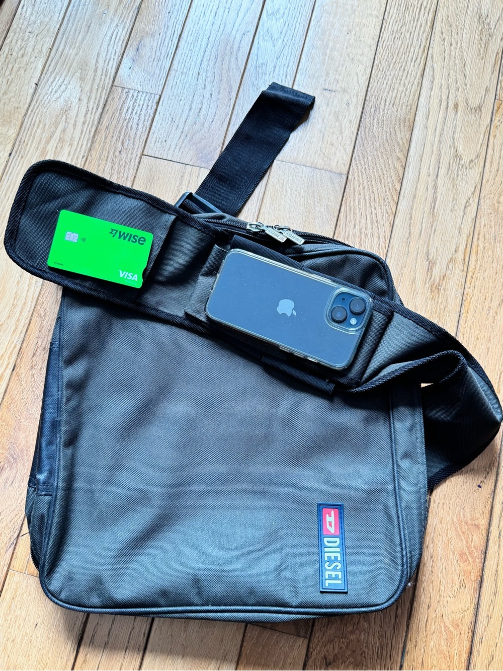 Vintage style Diesel Canvas Messenger Bag, Crossbody Bag with Logo Patch, Green - Picture 4 of 6